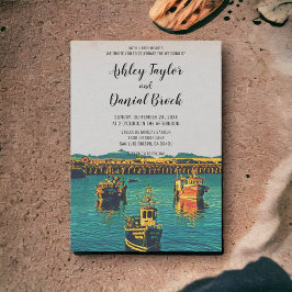 Vintage segelbåtars destinationsbröllop inbjudningar