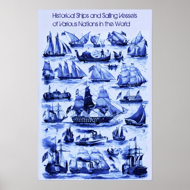 VINTAGE SEGLANDE FARTYG,SKEP AV OLIKA NATIONER POSTER (Framsidan)