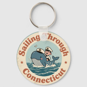 Vintage segling genom Connecticut val Nyckelring