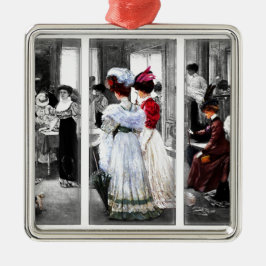 vintage segrare dam julgransprydnad metall