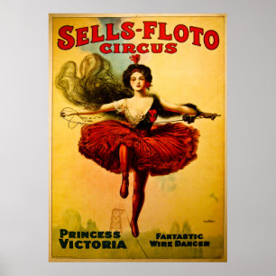 Vintage Sells-Floto Circus Wire Walker Poster