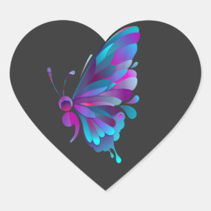 vintage semicolon butterfly semicolon tattos T-Sh Hjärtformat Klistermärke