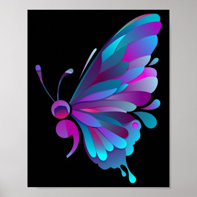 Vintage Semiolon Butterfly Semi-colon Tattoo Ment Poster (Framsidan)