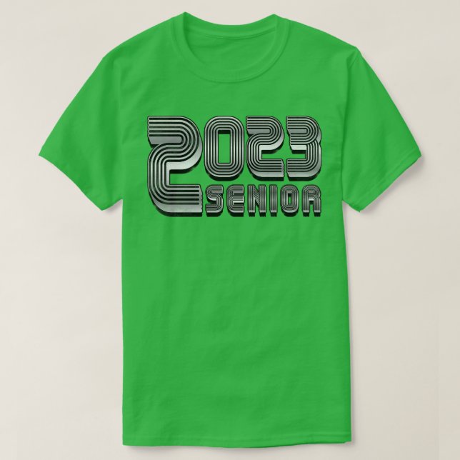 Vintage Senior 2023 Silver Text T Shirt (Design framsida)
