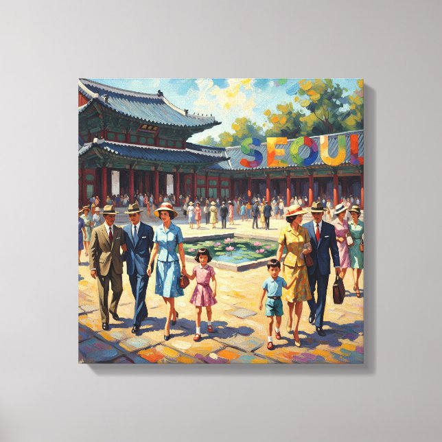 Vintage Seoul Palace Courtyard Canvas Art (Framsida)
