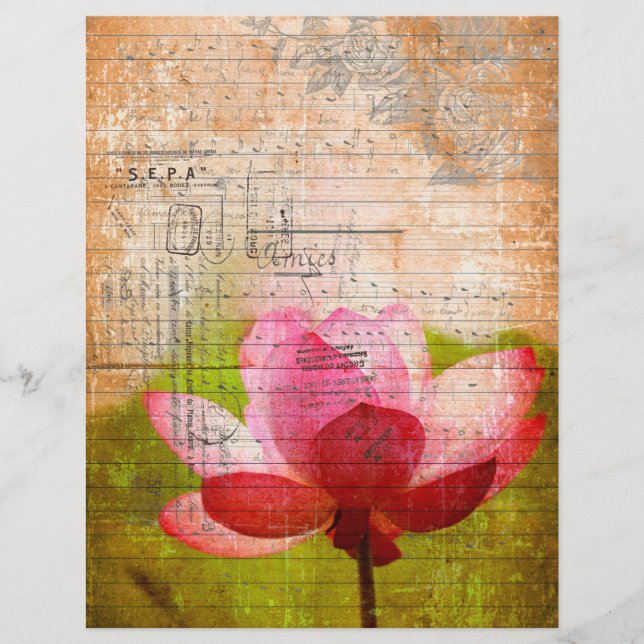 Vintage sepia blomma gammalt handskrivet papper  (Framsida)