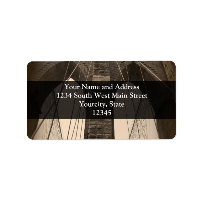 Vintage Sepia Brooklyn Bridge Adressetikett (Framsidan)