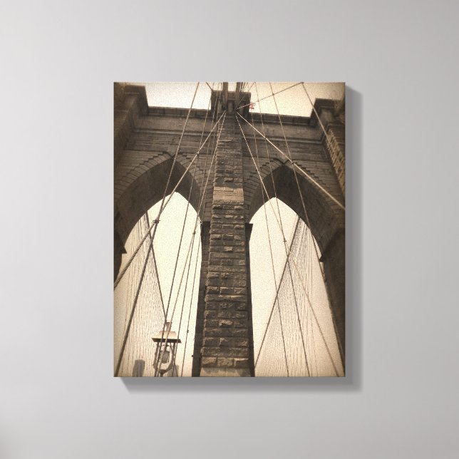 Vintage Sepia Brooklyn Bridge Canvastryck (Framsida)