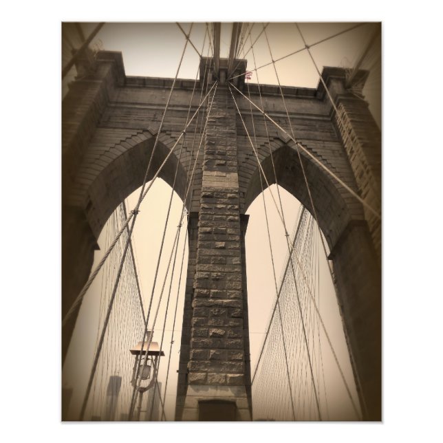 Vintage Sepia Brooklyn Bridge Fototryck (Framsidan)