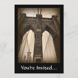 Vintage Sepia Brooklyn Bridge Inbjudningar