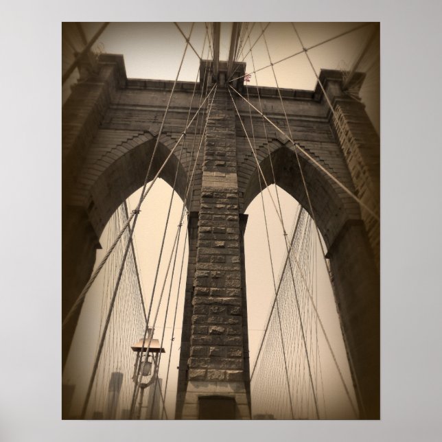 Vintage Sepia Brooklyn Bridge Poster (Framsidan)