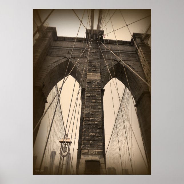 Vintage Sepia Brooklyn Bridge Poster (Framsidan)