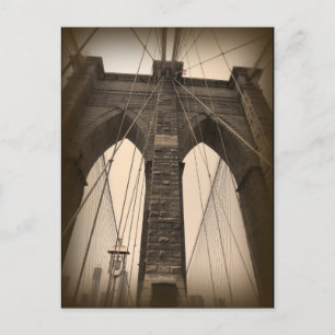 Vintage Sepia Brooklyn Bridge Vykort
