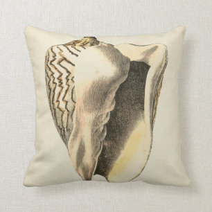 Vintage Sepia Conch-Snäcka Kudde