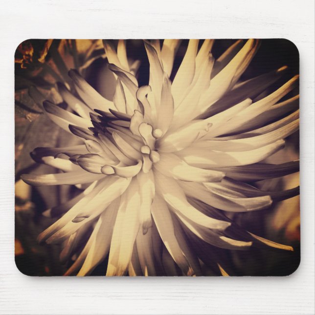 Vintage Sepia Dahlia Flower Musmatta (Framsidan)
