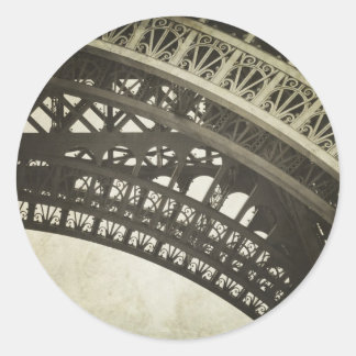 Vintage Sepia Eiffel Torn Arch Photo Sticker Runt Klistermärke