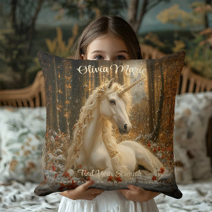 Vintage Sepia Forest Unicorn Castle Fairytale Kudde