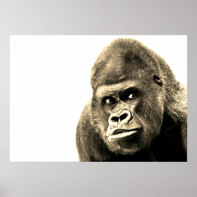 Vintage Sepia Gorilla Poster (Framsidan)