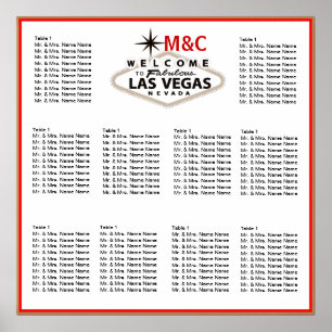 Vintage Sepia Las Vegas-Bröllop-passagerardiagram Poster
