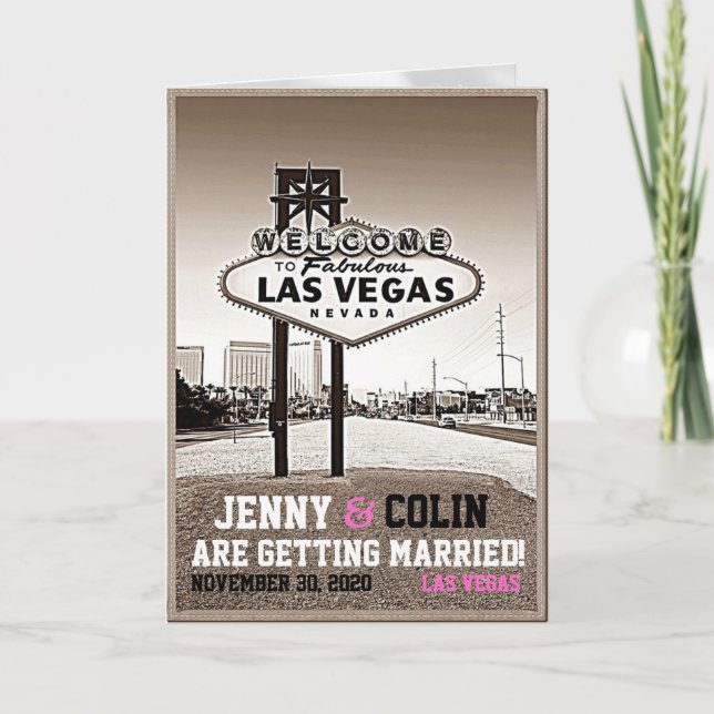 Vintage Sepia Las Vegas-fotospara datum Meddelande (Framsida)