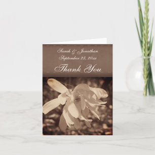 Vintage Sepia Magnolia Flower Bröllop Tack Kort