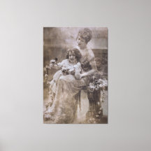 Vintage Sepia Mor & Child Porträtt