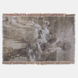 Vintage Sepia Mor & Child Porträtt Filt