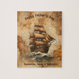 Vintage Sepia Nautical Karta och Sailing Frakt Pussel