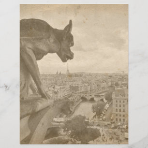 Vintage Sepia Paris Gargoyle Scrapbook Papper