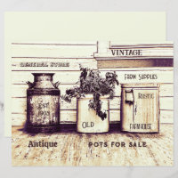 Vintage Sepia Ton Rostiga Efemera Krukor