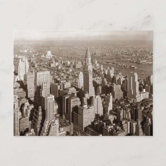 Vintage Sepia Tone New York Vykort (Framsida)
