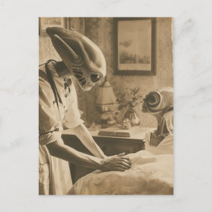 Vintage Sepia-Utomjordingar Vykort