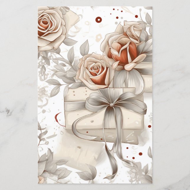 Vintage sepiafärgad rosett-decoupage-klippbok (Framsida)