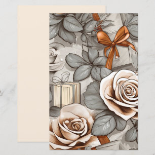 Vintage sepiafärgad rosett-decoupage-klippbok