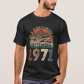 Vintage September 1971 52 år gammal 52 år födelsed T Shirt
