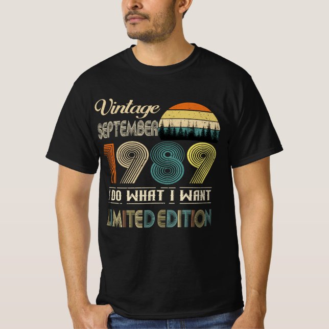 Vintage September 1989 T-Shirt - Retro Stil Birth (Framsida)