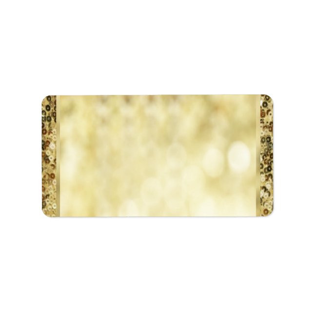 Vintage Sequin Guld Bokeh-mall Adressetikett (Framsidan)