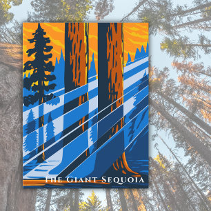 Vintage Sequoia nationalparken Travel Vykort