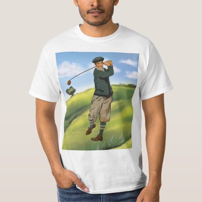 Vintage ser Golfer Golf Manar T-shirt (Framsida)