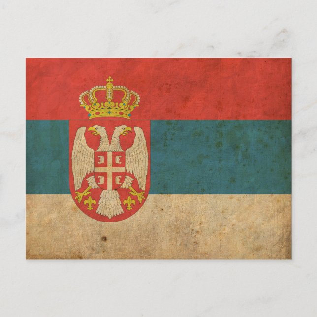Vintage Serbien Flagga Vykort (Framsida)