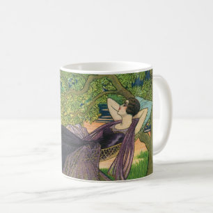Vintage Serenity: Kvinnor i Garden Hammock Kaffemugg