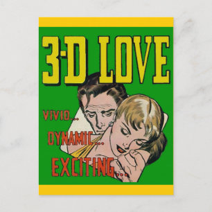 Vintage serietidningskonst - 3D KÄRLEK Vykort