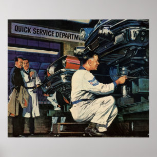 Vintage service för reparation av bilar Företag fö Poster