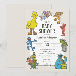 Vintage Sesame Street-baby shower Inbjudningar
