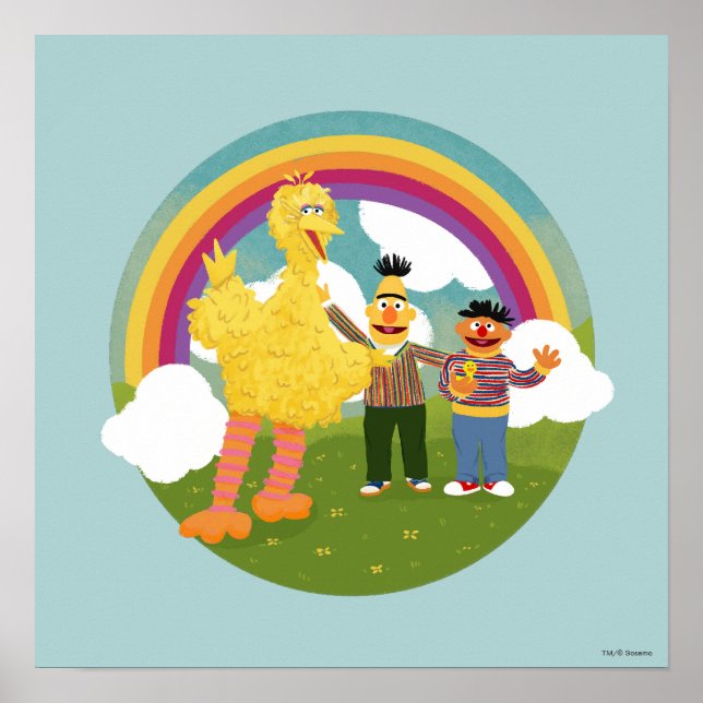 Vintage Sesame Street Friends Rainbow Poster (Framsidan)