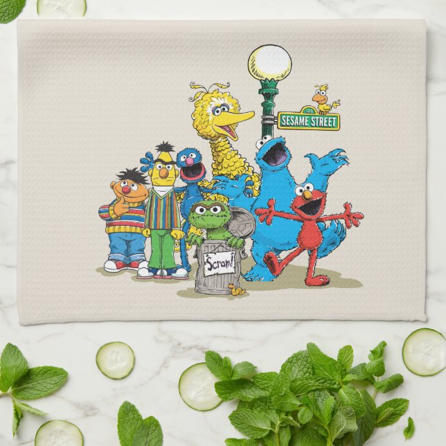 Vintage Sesame Street Pals Kökshandduk (Vikta)