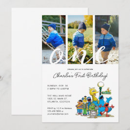 Vintage Sesame Street Vänner | 1-års fotofest Inbjudningar