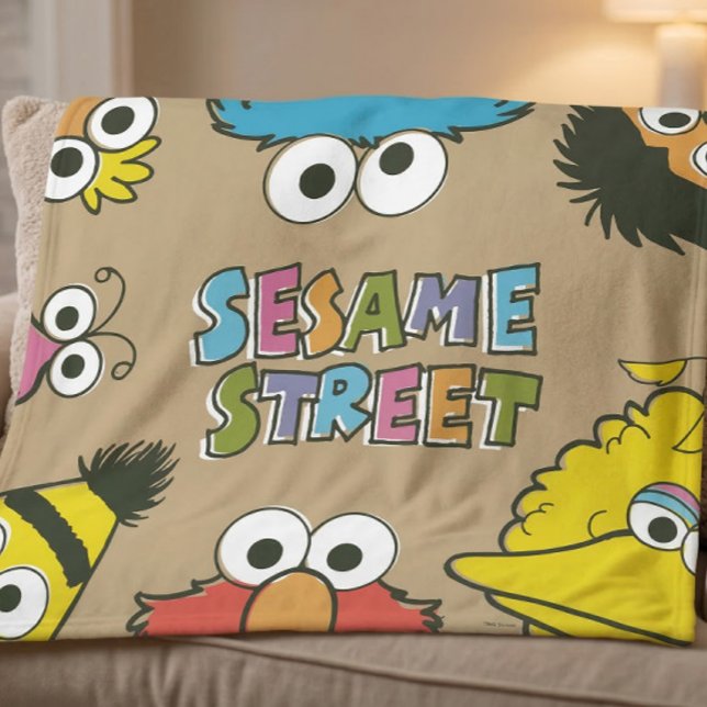 Vintage Sesame Street Vänner Fleecefilt (Generated image of blanket on chair)