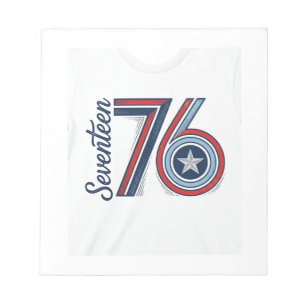 Vintage Seventeen 76 Patriotisk Vektor T-Shirt Des Anteckningsblock