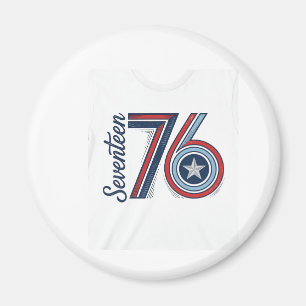 Vintage Seventeen 76 Patriotisk Vektor T-Shirt Des Magnet